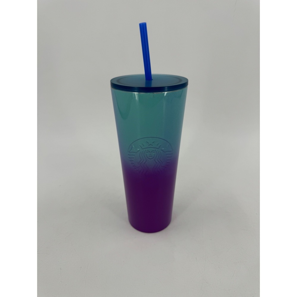 Starbucks 2021 Teal Blue‎ Purple Ombre 24 Oz Stainless Steel Cold Cup Tumbler!!!